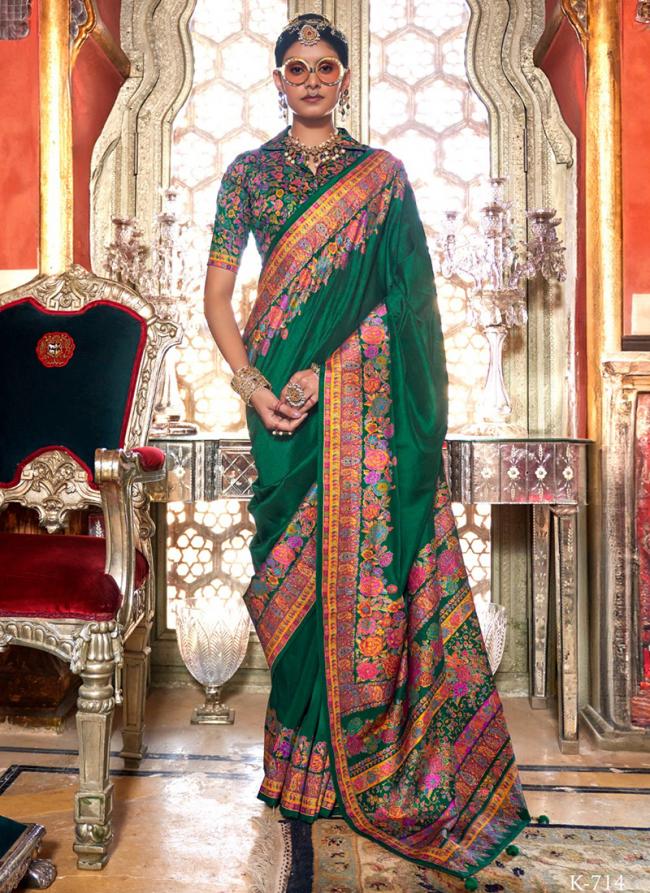 Silk Green Traditional Wear Printed Saree